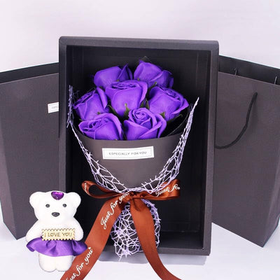 5star Be The Best Rose Bear Artificial Flower Box Flower Bear, Rose Box for Mum Wife Girlfriend Soap Flower Forever Rose Gifts, Romantic Gift for Mother's Day Valentine's Day